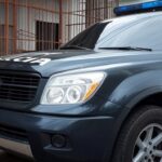 Viatura da polícia em frente a casa precária em Samambaia, representando caso de maus-tratos a cães.