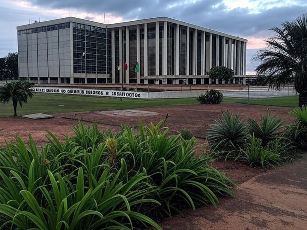 Edifício do TJDFT em Brasília com bandeiras a meio mastro, representando luto pela morte do desembargador Maurício Miranda.