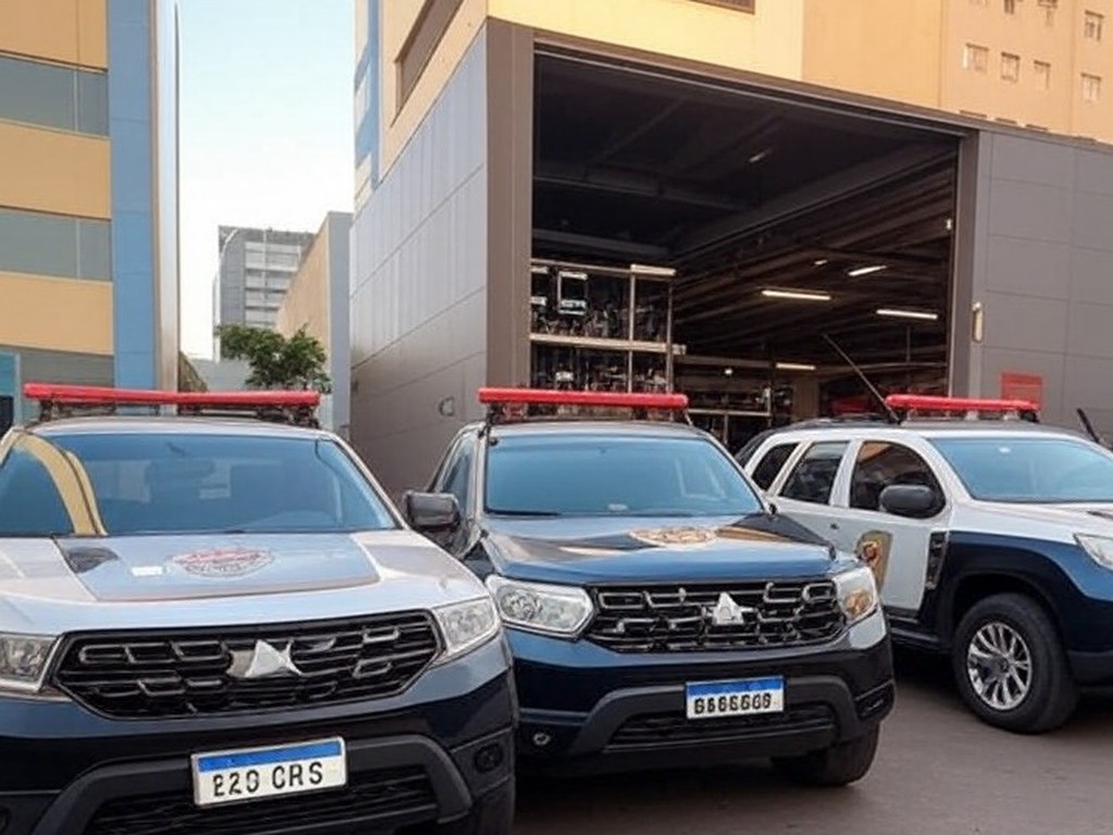 Viaturas da PCDF em operação contra receptação de módulos automotivos roubados em Brasília.