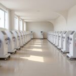 Sala de hemodiálise com máquinas novas no Hospital de Taguatinga, Distrito Federal, Brasil.