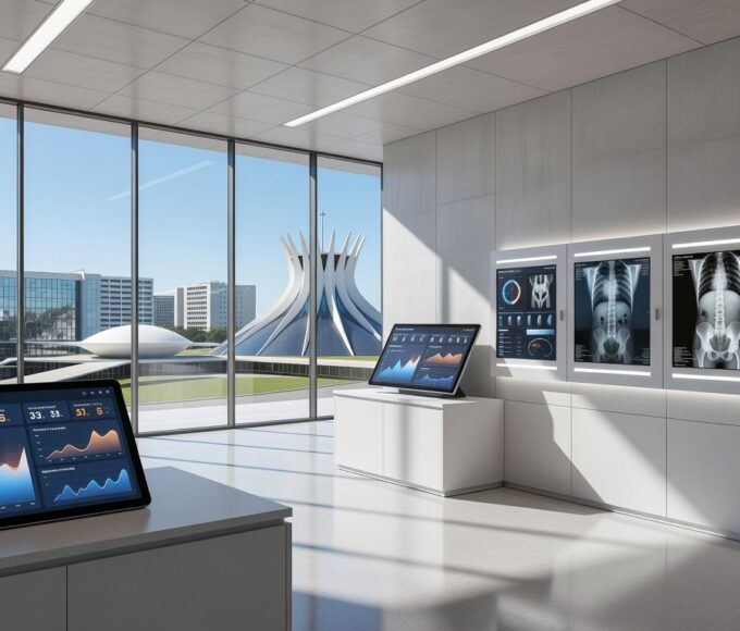 Hospital moderno no DF com ferramentas digitais para agendamento de cirurgias ortopédicas, reduzindo cancelamentos.