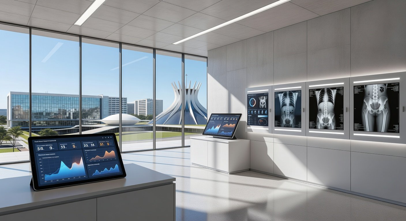 Hospital moderno no DF com ferramentas digitais para agendamento de cirurgias ortopédicas, reduzindo cancelamentos.