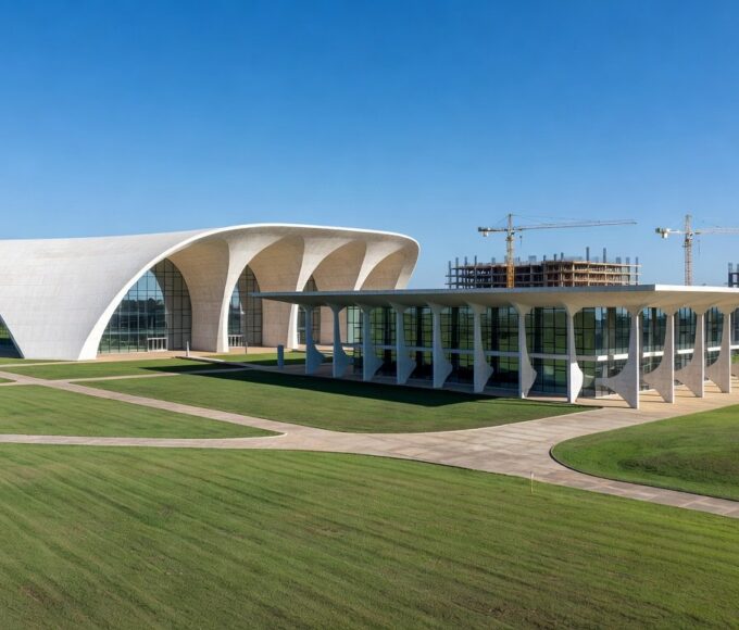 Campus universitário moderno em Brasília, representando o crescimento de matrículas na UnDF e impulso à educação superior no DF.