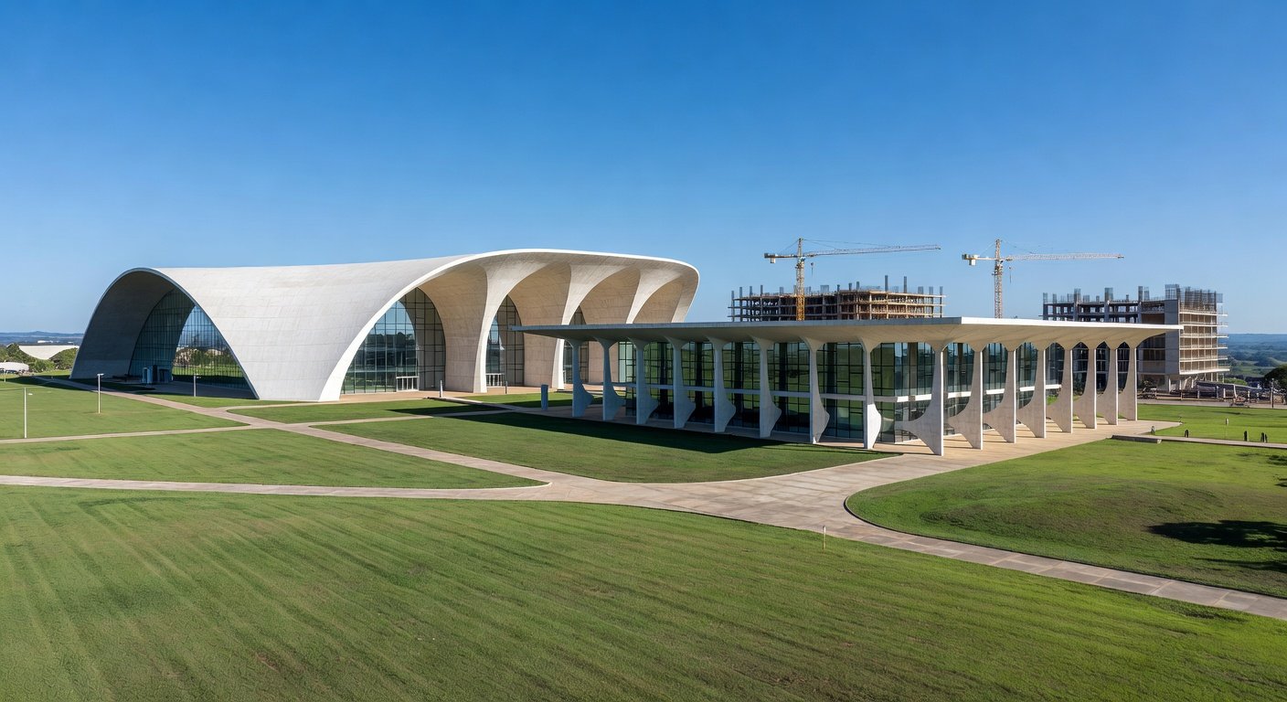 Campus universitário moderno em Brasília, representando o crescimento de matrículas na UnDF e impulso à educação superior no DF.