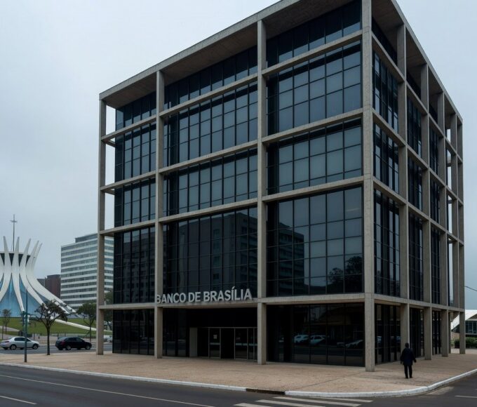 Fachada do edifício do BRB em Brasília, representando convite para esclarecimentos sobre irregularidades na CCJ da CLDF.