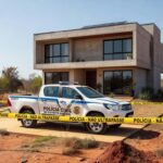 Viatura da polícia em frente a casa no DF, representando prisão por violência doméstica e posse irregular de armas.