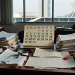 Mesa com documentos burocráticos e símbolos médicos em escritório governamental de Brasília, ilustrando atrasos em leis para bebês com Down em risco cardíaco.