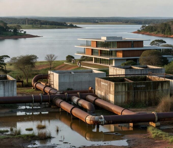 Obras de abastecimento de água no Lago Sul expõem fragilidades, com tubulações e vazamentos em residências de Brasília.