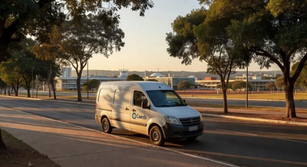 Vans itinerantes da Caesb em Brasília para suprir falhas no atendimento de saneamento no DF
