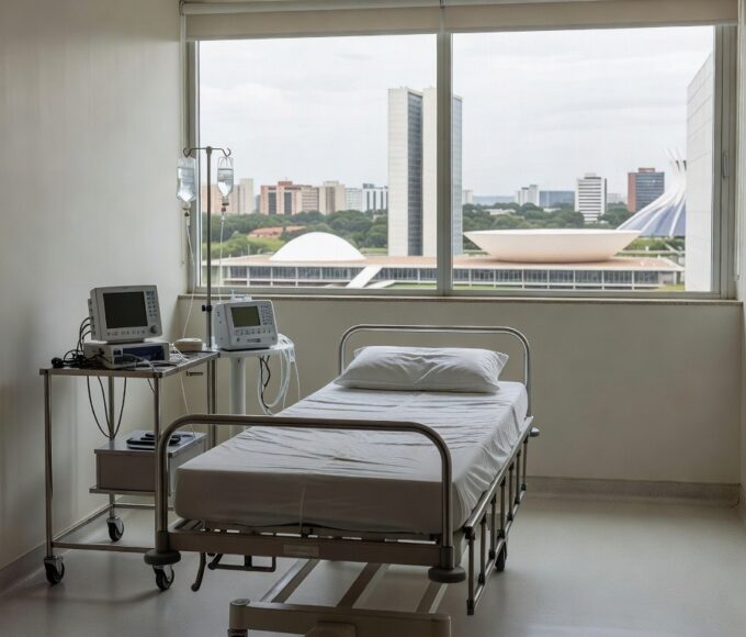 Quarto hospitalar em Brasília representando alta após cirurgia por pneumotórax