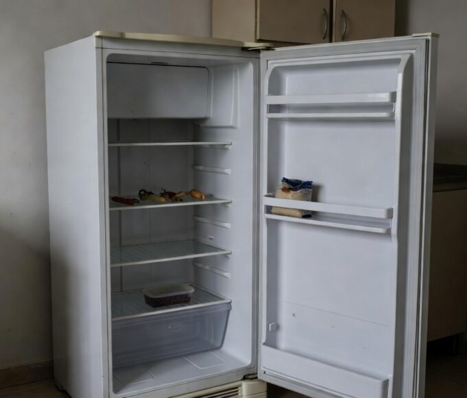 Mesa com alimentos escassos em cozinha no DF simbolizando insegurança alimentar entre idosos