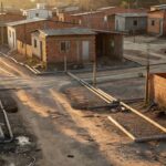 Bairro de Ceilândia com casas modestas simbolizando falha do Estado no apoio a famílias vulneráveis