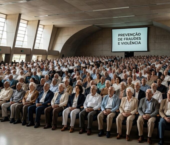 Auditório em Brasília para evento de prevenção a golpes e violência contra idosos
