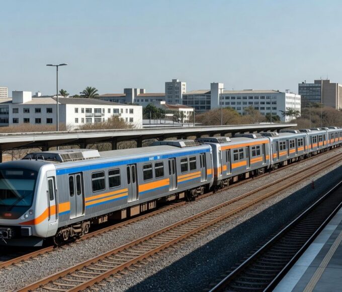 Novos trens do Metrô-DF em estação de Brasília