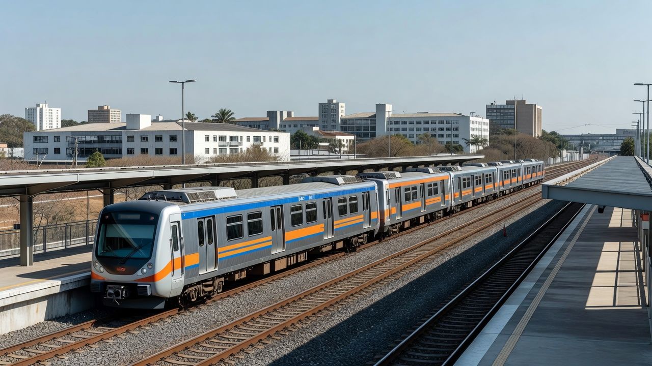 Novos trens do Metrô-DF em estação de Brasília