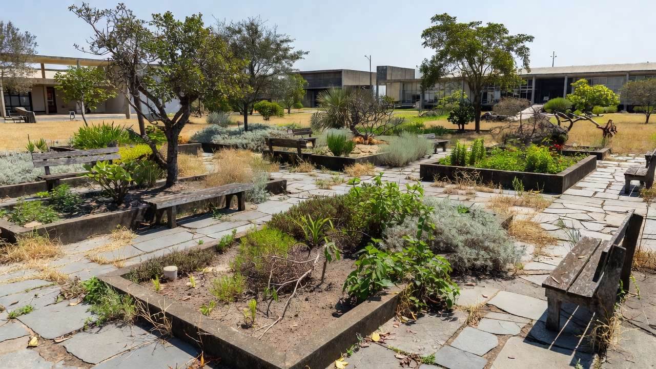 Espaço vazio para jardim terapêutico em Brasília sem implantação