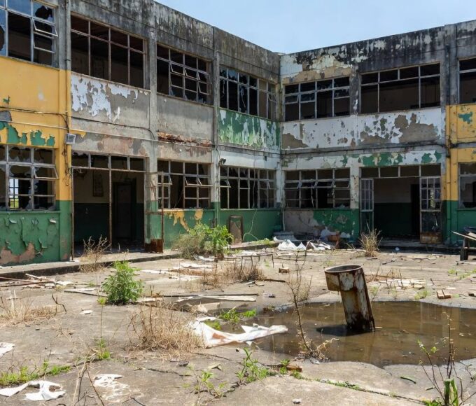 Escola pública no DF com infraestrutura precária e paredes rachadas
