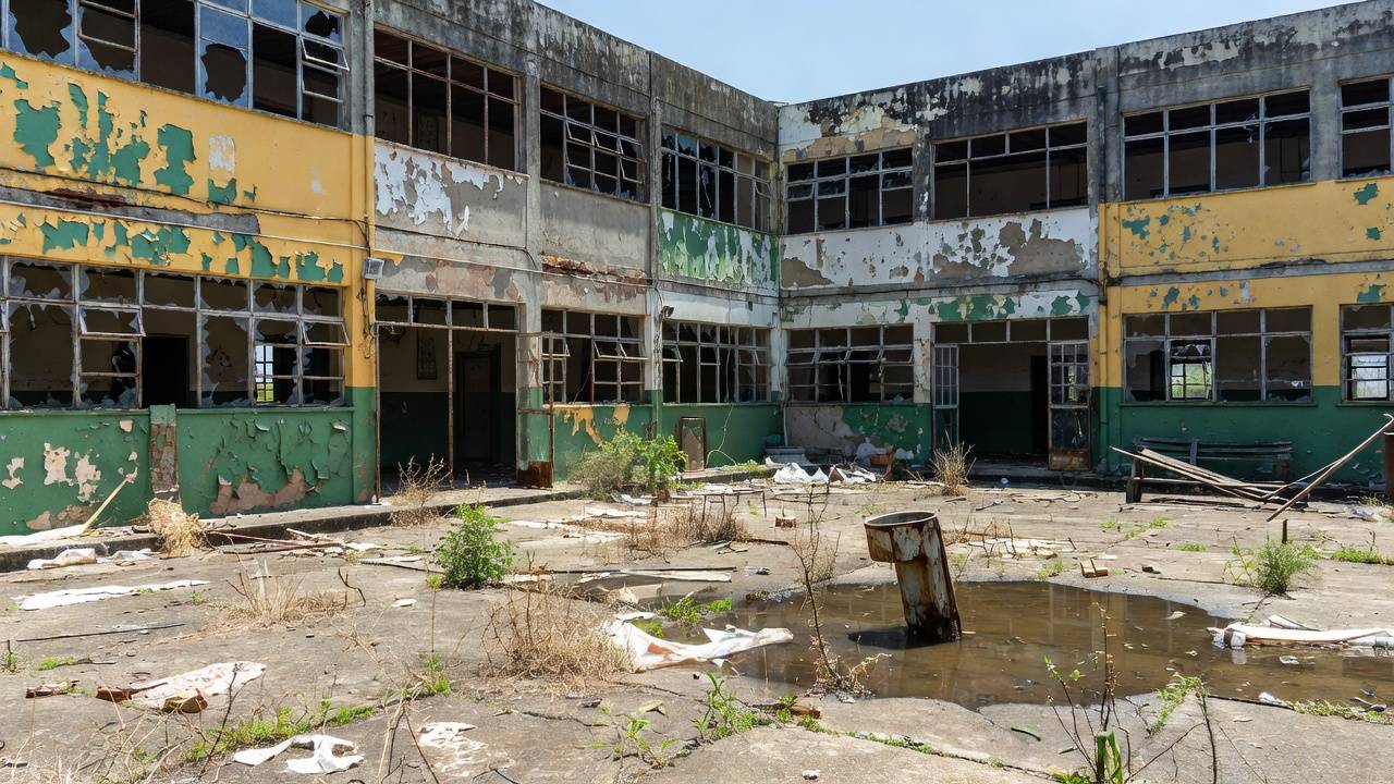 Escola pública no DF com infraestrutura precária e paredes rachadas