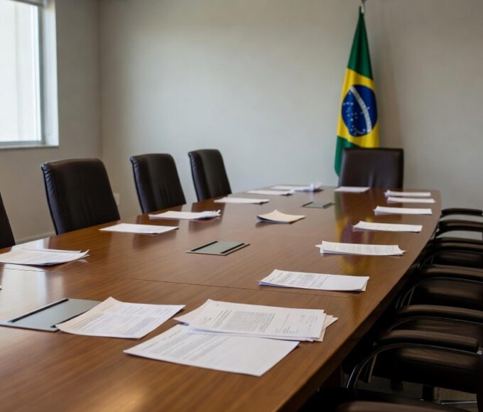 Sala de reuniões vazia em Brasília após encontro político sem acordo
