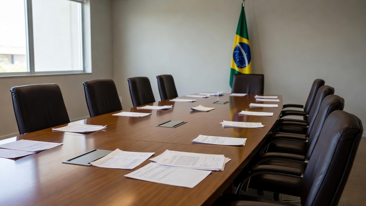 Sala de reuniões vazia em Brasília após encontro político sem acordo