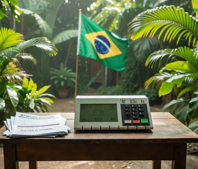 Urnas e manifesto sobre representatividade de mulheres negras nas eleições 2026