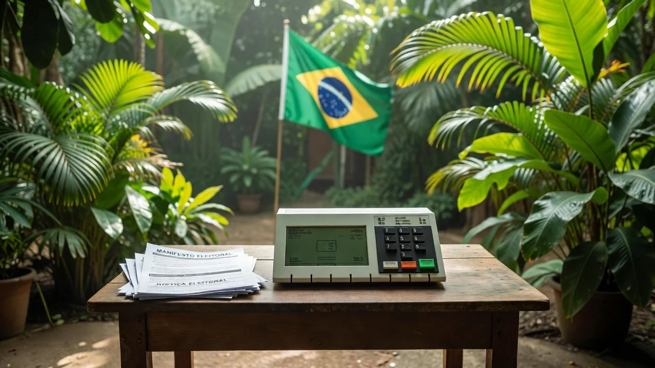 Urnas e manifesto sobre representatividade de mulheres negras nas eleições 2026