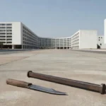 Rua na Asa Norte em Brasília com faca no chão após agressão impedida
