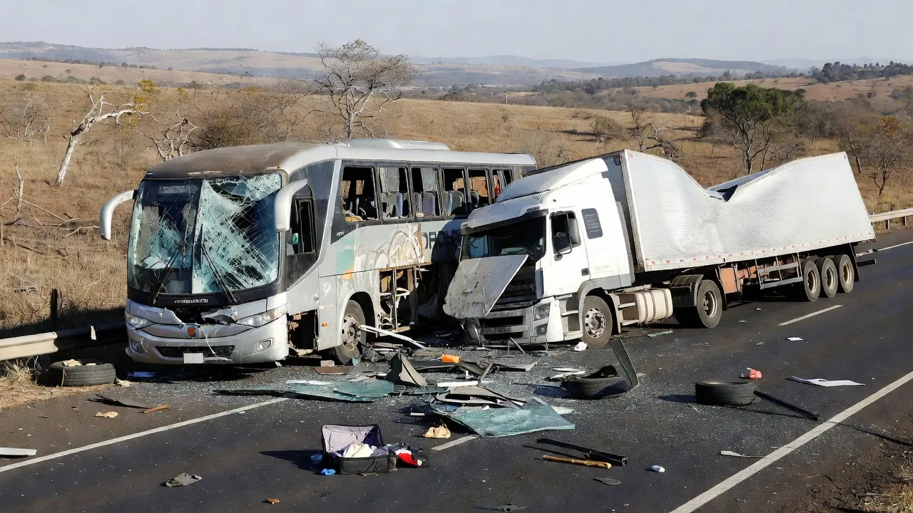 Acidente na GO-010 em Luziânia com veículos destruídos na rodovia