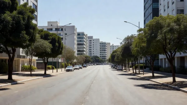 Rua vazia na Asa Norte em Brasília, local de abordagem policial