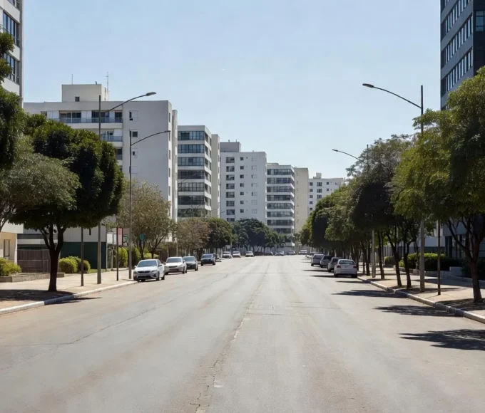 Rua vazia na Asa Norte em Brasília, local de abordagem policial