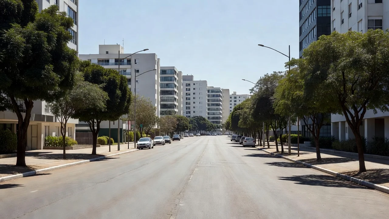 Rua vazia na Asa Norte em Brasília, local de abordagem policial