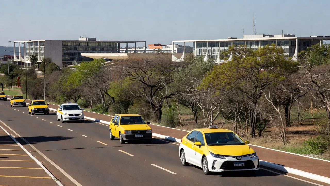 Táxis no corredor BRT Sul em Brasília, DF