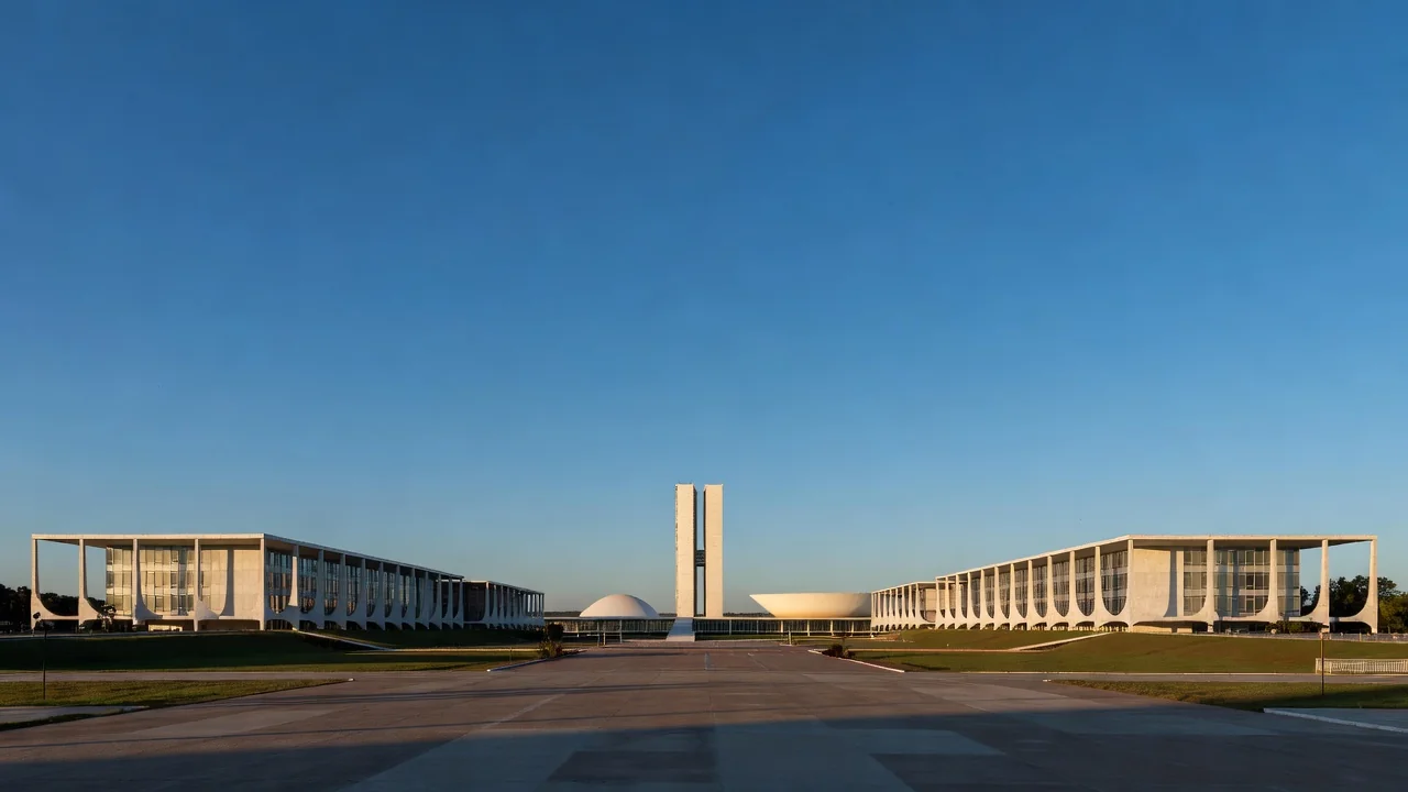 Drone sobre o Congresso Nacional em Brasília com restrições de voo no 7 de Setembro