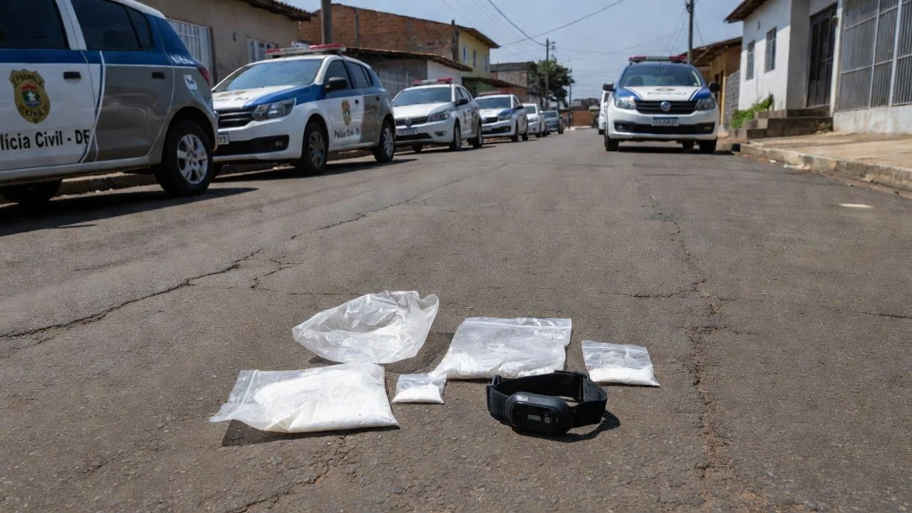 Operação policial em Ceilândia com apreensão de cocaína e tornozeleira