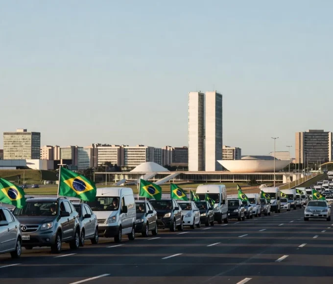 Carreata entre Ceilândia e Taguatinga em Brasília na hora azul